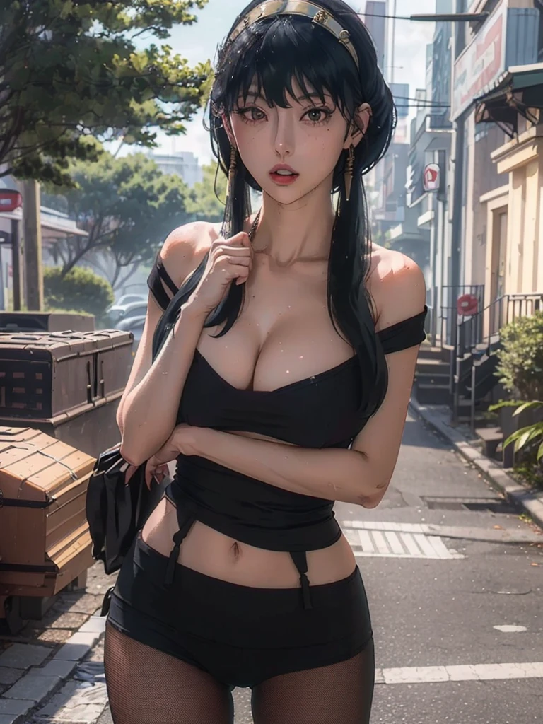 (Best quality, 8k, Masterpiece :1.3), (realistic, photorealistic: 1.37), (1girl), (slim), (Japanese), (random pose), (long hair, random hairstyle), (wet body), (outdoors), (Ultra-detailed face), (Detailed eyes), (Double eyelids), (eyeshadow intensifying), (many eyelashes), (professional lighting), (photon mapping), (radiosity), (full bodyesbian), (legs are open), (With a cropped T-shirt), (Slim figure), (Slim girl model), (25 years old female model), (gigantic cleavage breasts) (No bra, No top, Bare chest), (show nipple), 