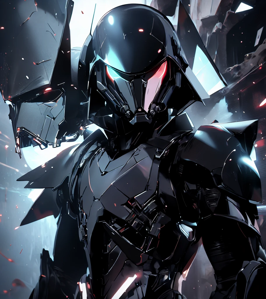 masterpiece, best quality, (detailed anime, video game art, extremely detailed CG unity 8k wallpaper), (best quality), (best illustration), (best shadow), absurdres, realistic lighting, (Abyss), beautiful detailed glow, (anime, solo, 1girl, 1boy, adult, male, androgynous, portrait:1.22), blue eyes, white hair, gray hair, mouthpiece, astolfo, soft, armour, bodyarmour, high tech, science fichtion, anger, expressionless, killer, blood, deathtrooper suit