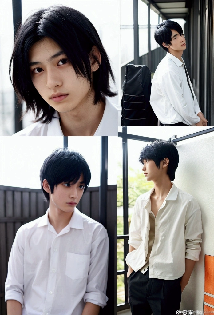 One boy、Beautiful Boy、18-year-old、Japanese Boy、Beautiful Boy、Black Hair、classroom、White underwear、Change of clothes