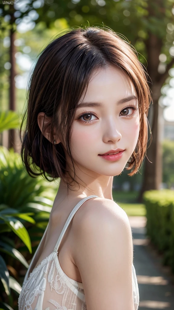 1girl in, Extremely cute, Amazing face and eyes, (Beautiful lovely smile), (extremely detailed beautiful face), bright and shiny lips, y look, Keep staring at me, Smooth skin, Super beautiful, Attractive, (Best Quality:1.4), (hyper quality), (Ultra-detailed), (Hyper-realistic, Photorealsitic:1.37), Authentic skin texture, intricate-detail, extremely detailed CG unified 8k wallpaper, RAW Photos, professional photograpy, Cinematic lighting, ), Forests, Forests, the setting sun)),