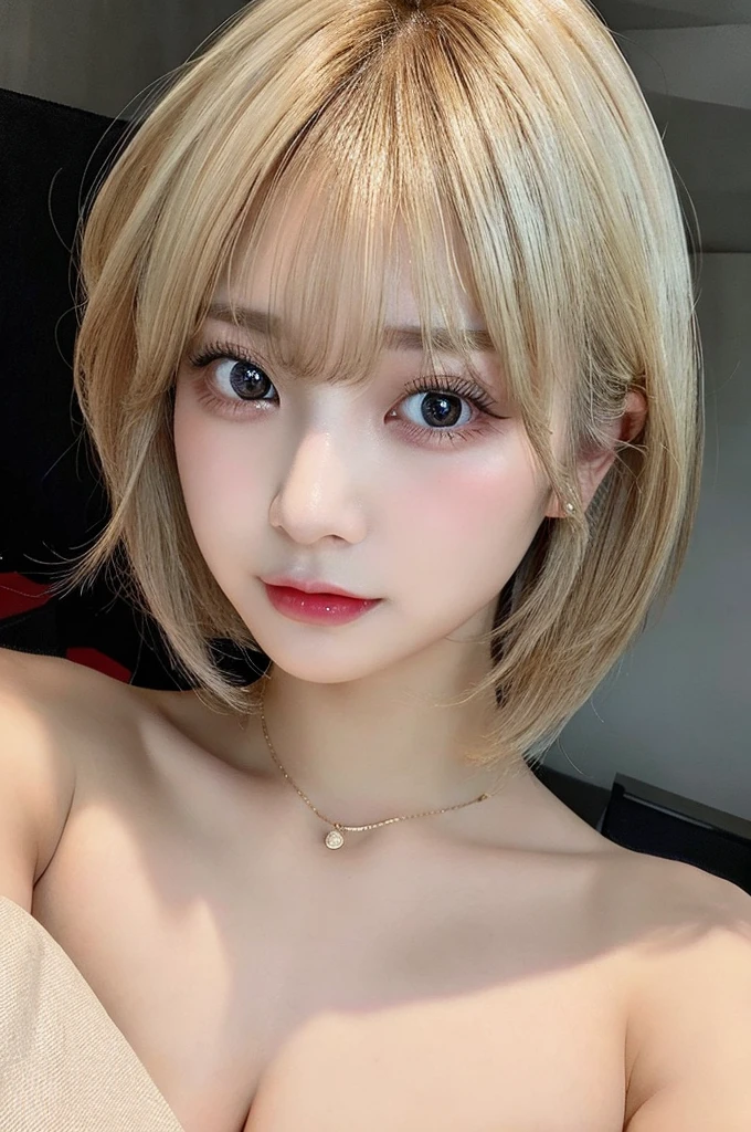 8k,(NSFW、Topless、topless)、Blonde Short Hair、(Glamorous Body、Big Tits、busty breasts:1.8)、Long black hair、Super beautiful woman、double eyelids、Tear bags、Big, round eyes、Long eyelashes)、highest quality