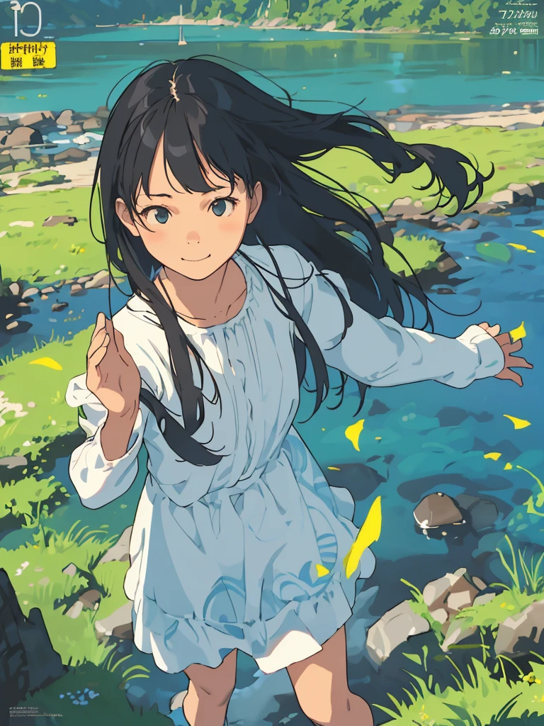 reasonable design, Clear lines, High Sharpness, (highest quality,8K,Perfect sharpness,Ultra fine,High resolution,masterpiece:1.2), Perfect Anatomy:1.5, Official Art, Illustrations that tell a story, (Whitish background:0. 9)、Body Positivity、More Mr.Physical expression、(Random and mischievous poses)、Perfect beauty、Perfect beautiful face、Strong winds、A rich expression、Dynamic composition、smile、Golden ratio composition、colorful、(Mr.Different angles and perspectives)、anime art、mini skirt、(Overcoming stereotypes)、 Glowing Skin、(Natural beauty)、smile、bangs、Straight Hair、(Soft and flowing hair)、(Rural Scenery)、(Nostalgic atmosphere)、Insert up to the thighs、(Playful and carefree)、(More Mr.Ethnic characters)、(innocent attitude)、(Sunny atmosphere)、Skirt flipped up、(Bright colors)、Belly button exposed、Beautiful Eyes、A skirt fluttering in the wind、Put it in to your feet、Some composition patterns、sensuous、Geometric pattern、emotional、Symposium cover、Angle from above、
