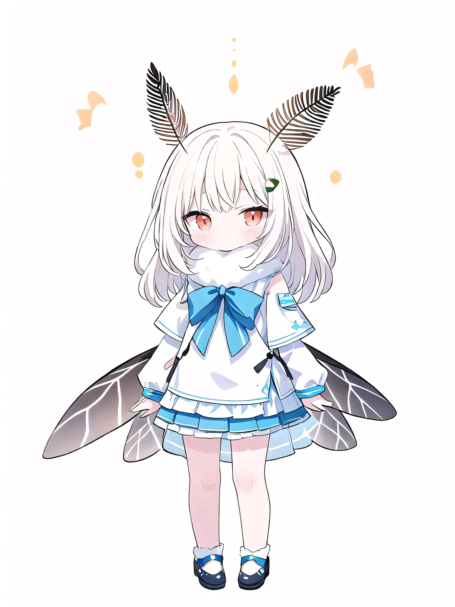 mothgirlcpt, moth antennae, moth wings, solo, 1girl, drooping tactile sensation、cute、fluffy、Light production、Silkworm moth