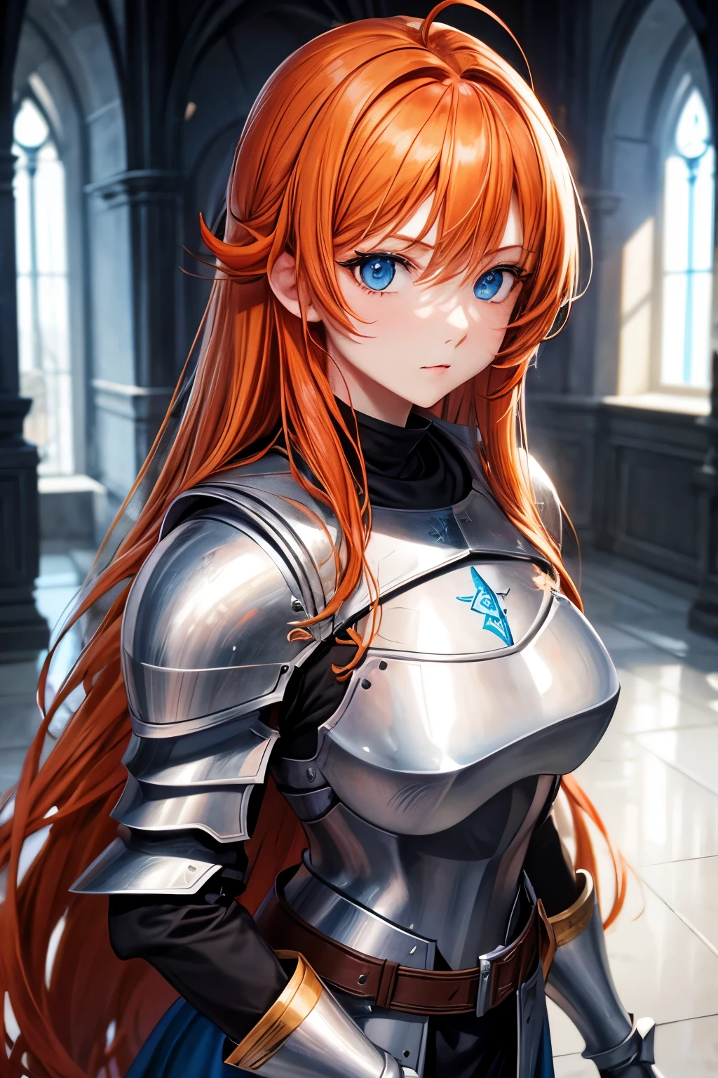 Orange hair，blue eyes，Girl，Holy Knight