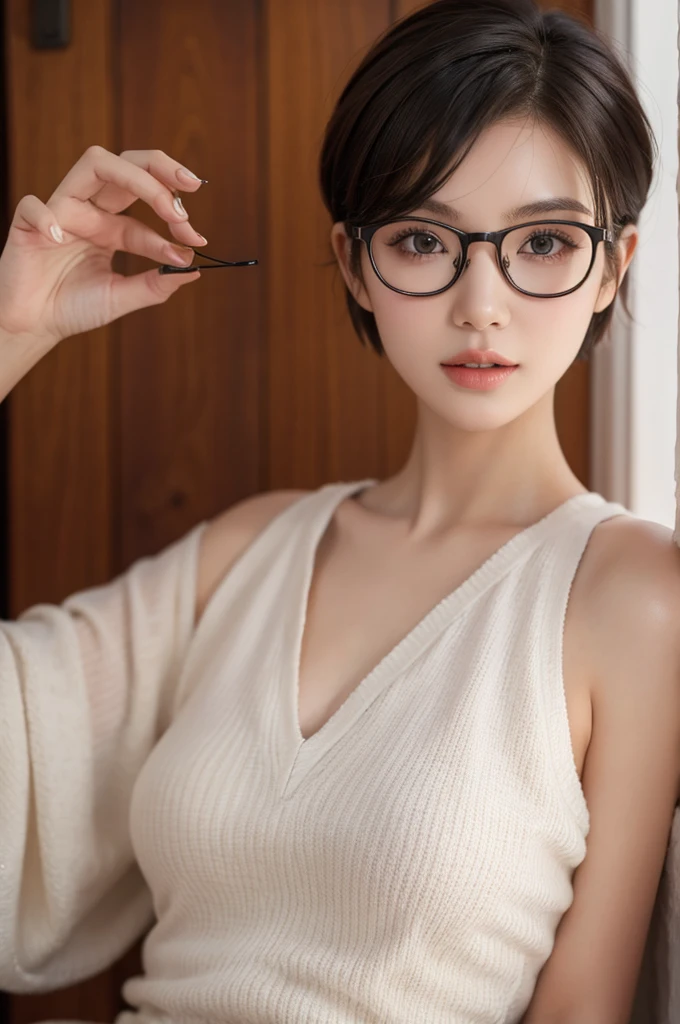 Girl,short hair,Glasses