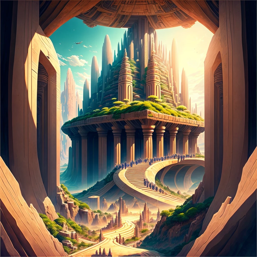 Best Quality，8k，Huge underground city，Underground Labyrinth，Anime Art，mysterious，universe，Super huge structure，Super huge torii，Multidimensional，A world beyond imagination，High Dimension，Fantasy，future，Different space，Nature，romantic，universe，A world beyond imagination，Dream world，New World，Huge river，masterpiece，最高masterpiece，perfection，