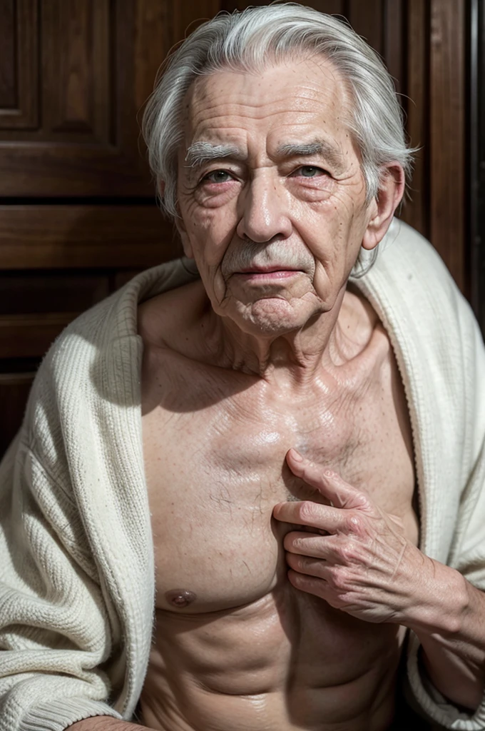 Create an 8k image of sexy 80 year old men. The image should highlight your elegance and wisdom, conveying a sense of respect and appreciation for old age.