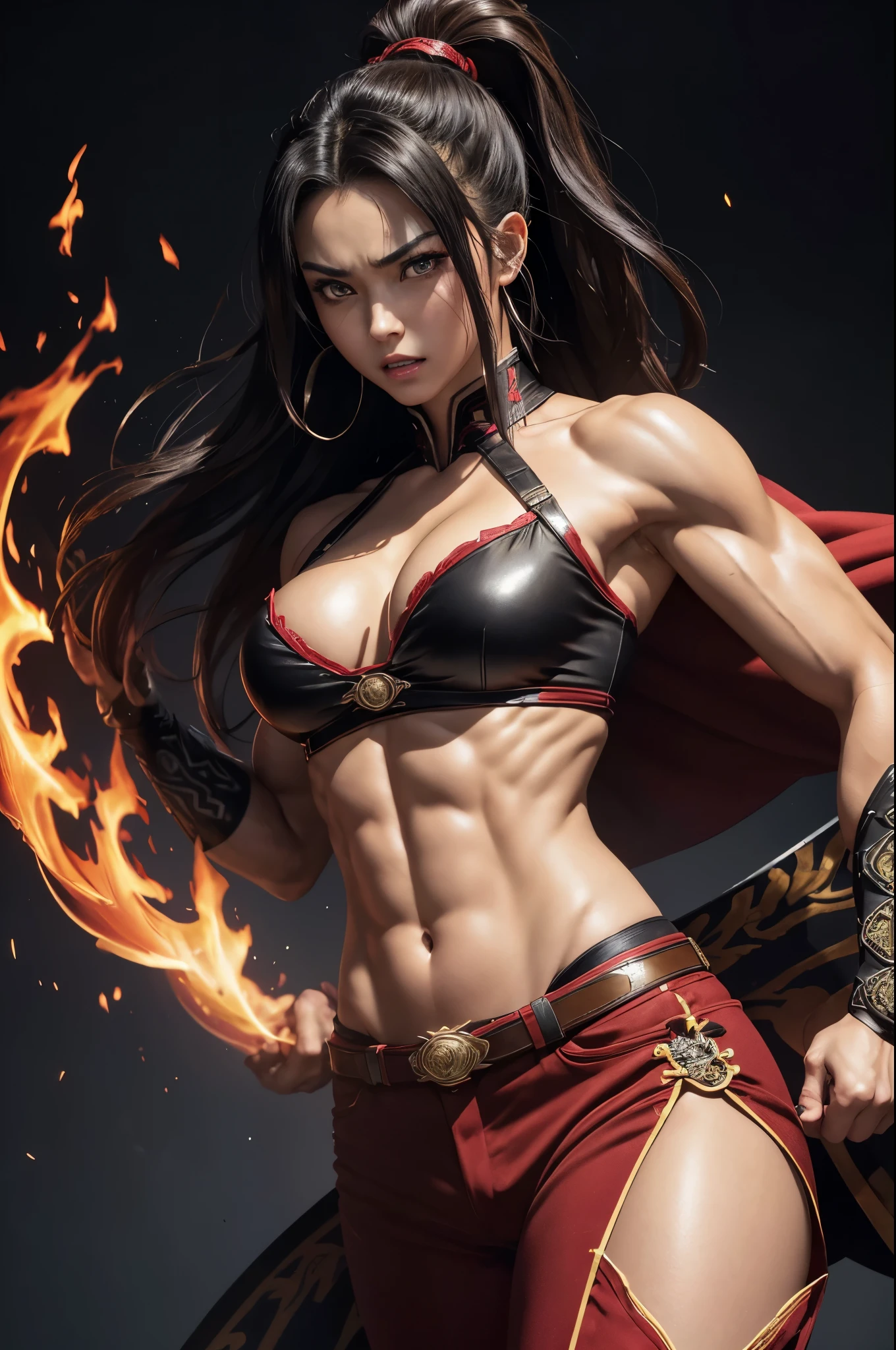 8k,Black light、Real Art、Slim and muscular macho manな女性、Super Beauty(Like the real thing)、Super strong muscles,iris、超High resolution、One Mature Woman、Light Brown Mohawk、Mature Demon Slayer: Kimetsu no Yaiba: Kimetsu no Yaiba: Kimetsu no Yaiba、anger,Sharp eyes,非常にVery large breasts、Glowing iris、Slim and muscular macho man、Toned, muscular lower body、Gorgeous red large chest armor、Luxury black and red pants、Gorgeous red shoulder pads,Detailed light、Dynamic Angle、Written boundary depth、(((((())))、Show me your fangs、(Super A)High resolution、Best image quality)、(8k、RAW Photos、Best image quality、masterpiece)、Technology Sense、Best image quality、masterpiece、Consciousness upward、CG、Sense of unity、wallpaper、Official Art,Very delicate and beautiful、Attention to detail、Attention to detail、Clear focus、Rich background、(Real People、image)、((High resolutionの肌))、A large flame burning red from the body(Tone flame effect)(There are many big flames)Fantasy art、Shoulder muscles Abdominal muscles、Arm Muscles,Ultra-Realistic Skin、Combat pose,Look at the viewers,Big Energy,Japanese,Dynamic action poses,Very large breasts,Super strong abdominal muscles,Super Muscular Beauty,Thick muscular arms,