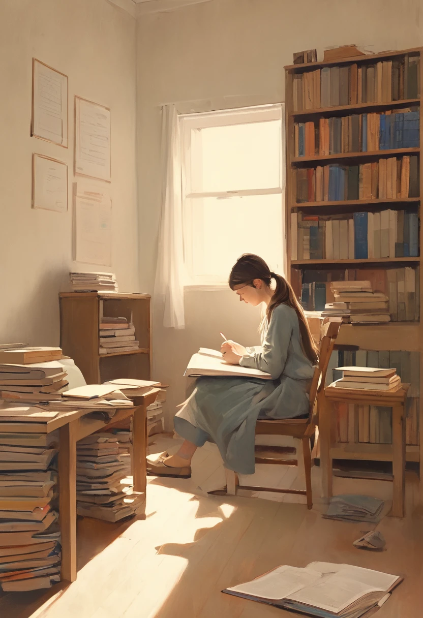 girl studying in a quiet room