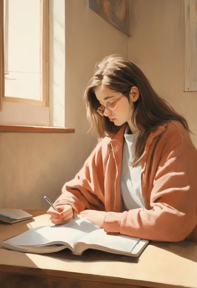 girl studying in a quiet room 