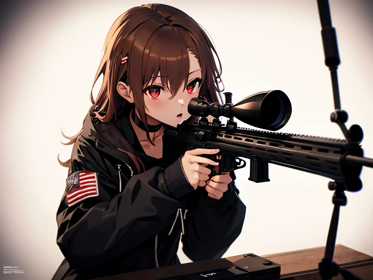 rifle, Sniper, Sniper, Prone, Misaka Mikoto, 1girl, black choker, uhd, retina, masterpiece, ccurate, anatomically correct, textured skin, super detail, high details, high quality, best quality, highres, 4K