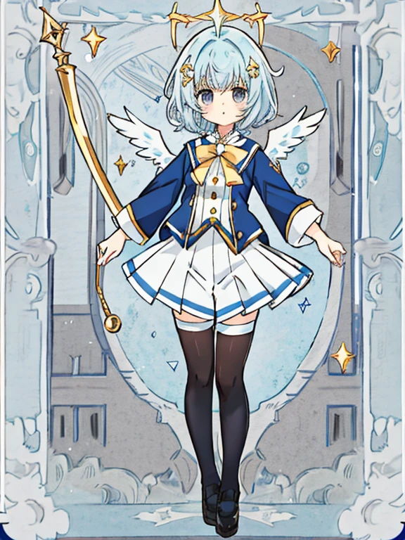 Magical girl girl Primary school students Young Girl 小さいgirl Height: 130cm Standing picture Simple design spats hot pants Perfect Suit Short hair Hair is light blue
