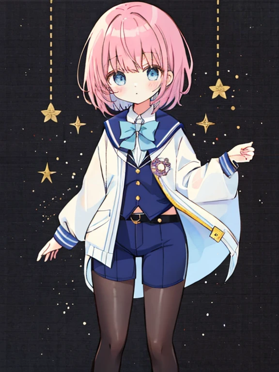 Magical girl girl Young Girl 小さいgirl Height: 130cm Standing picture Simple design spats hot pants Perfect Suit Short hair Hair is light blue