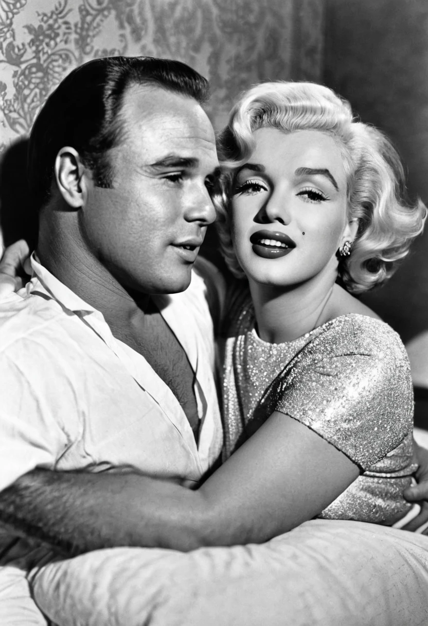 Actor Marlon Brando and Actress Marilyn Monroe as a couple