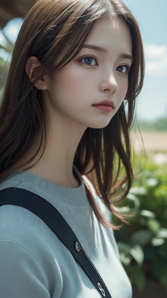 ((A wistful look))、masutepiece, Best Quality, Illustration, Ultra-detailed, finely detail, hight resolution, 8K Wallpaper, Perfect dynamic composition, Beautiful detailed eyes、Background