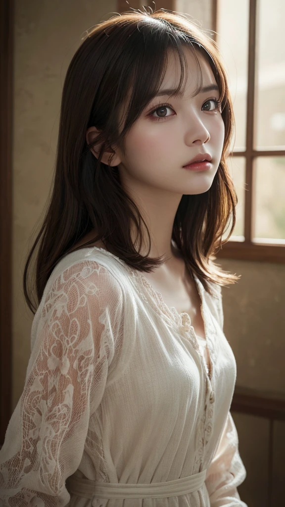 ((A wistful look))、masutepiece, Best Quality, Illustration, Ultra-detailed, finely detail, hight resolution, 8K Wallpaper, Perfect dynamic composition, Beautiful detailed eyes、Background