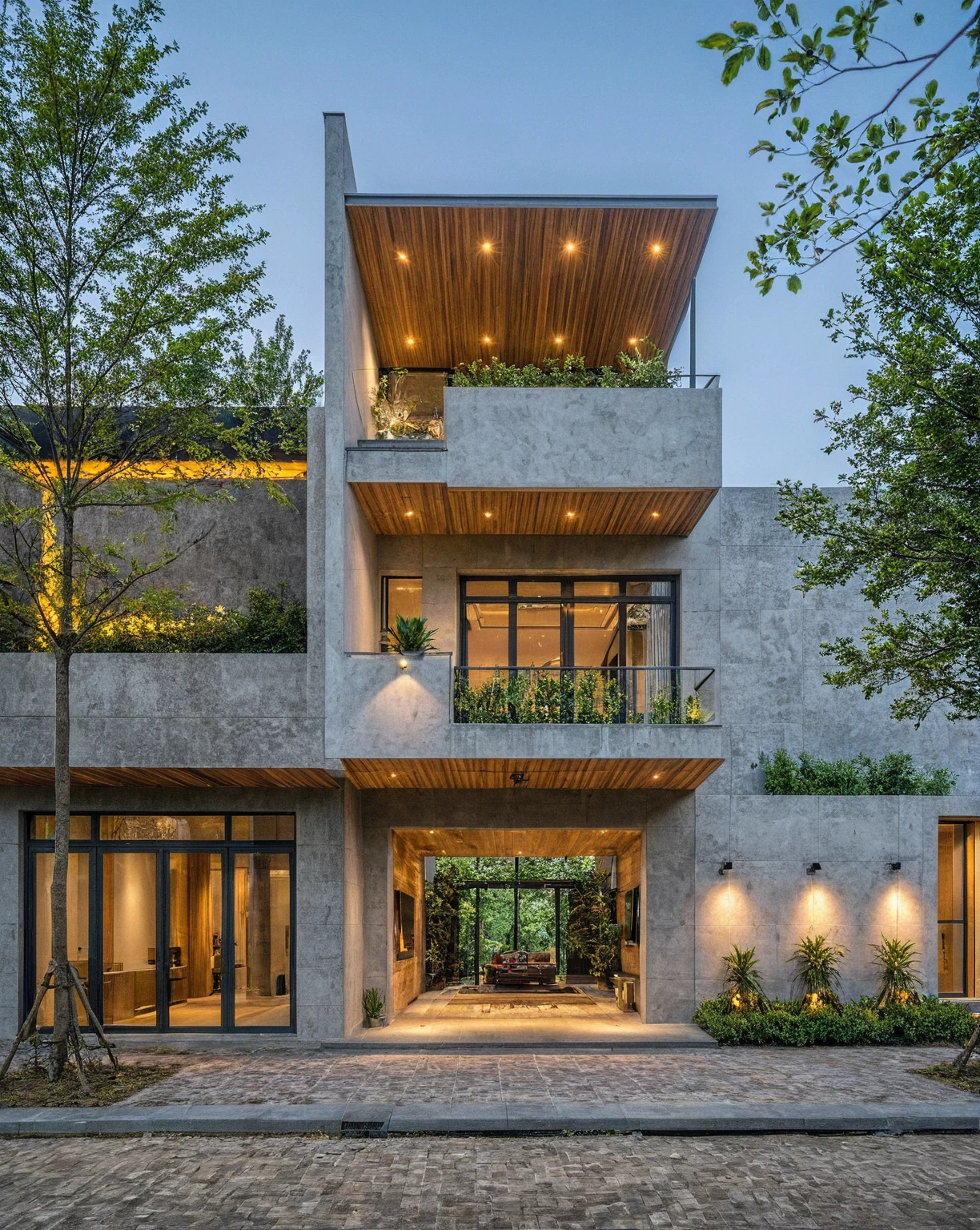 head of'artwork, high quality, best quality, authentique, Great detail, En plein air, villa de plain-piedXL, groupe aiai, style de maison moderne dans la rue ,stairs, white wall ,road,pavement, grass, trees, sky, nuvens, (day light:1.1)