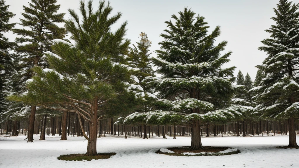 An old pine tree in the snow