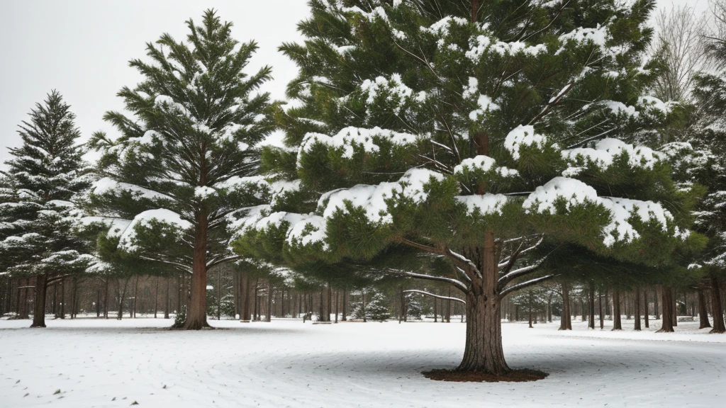 An old pine tree in the snow