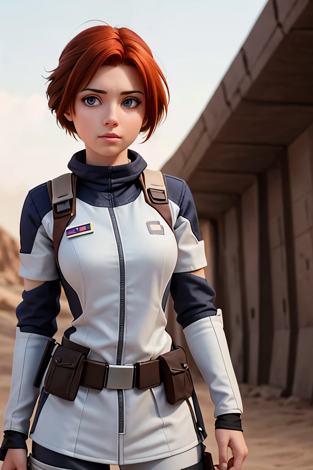 A 20-year-old woman with auburn hair and grey eyes. She is a medic in the star wars universe.