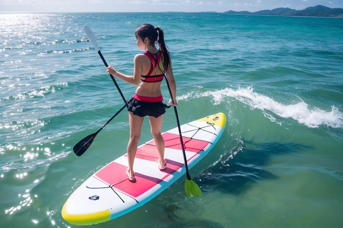 cute girl, stand up paddle board, ocean,