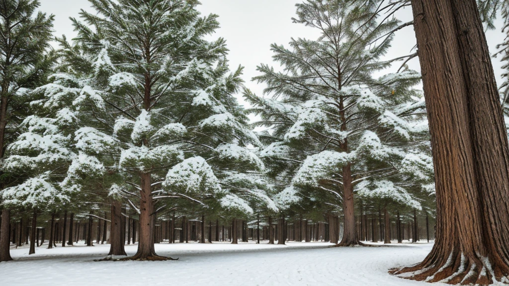 An old pine tree in the snow,Several children are walking around the tree