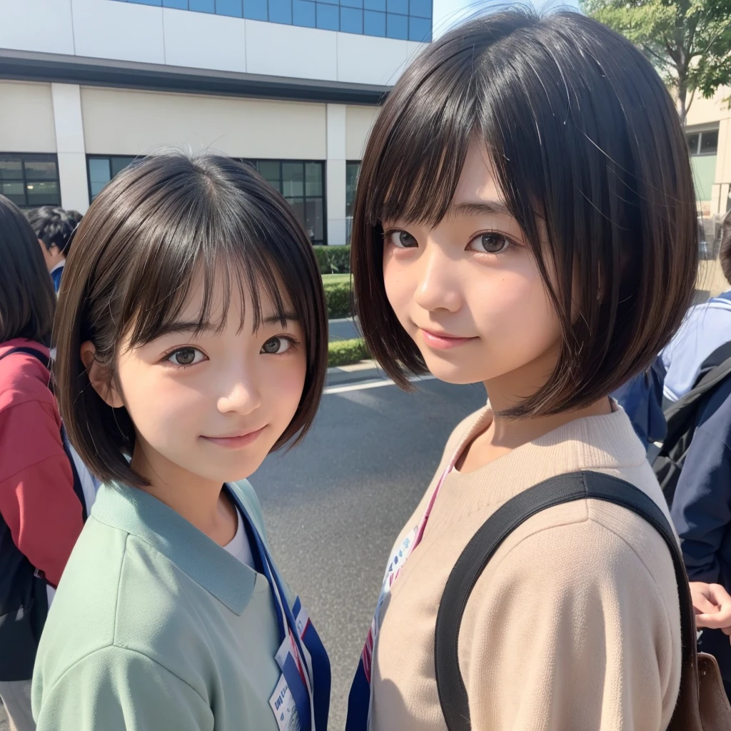 Japanese students、Female student、Japanese、high school student、Bob Hair、Tilt your head、Short Hair、Only one person、ID photo