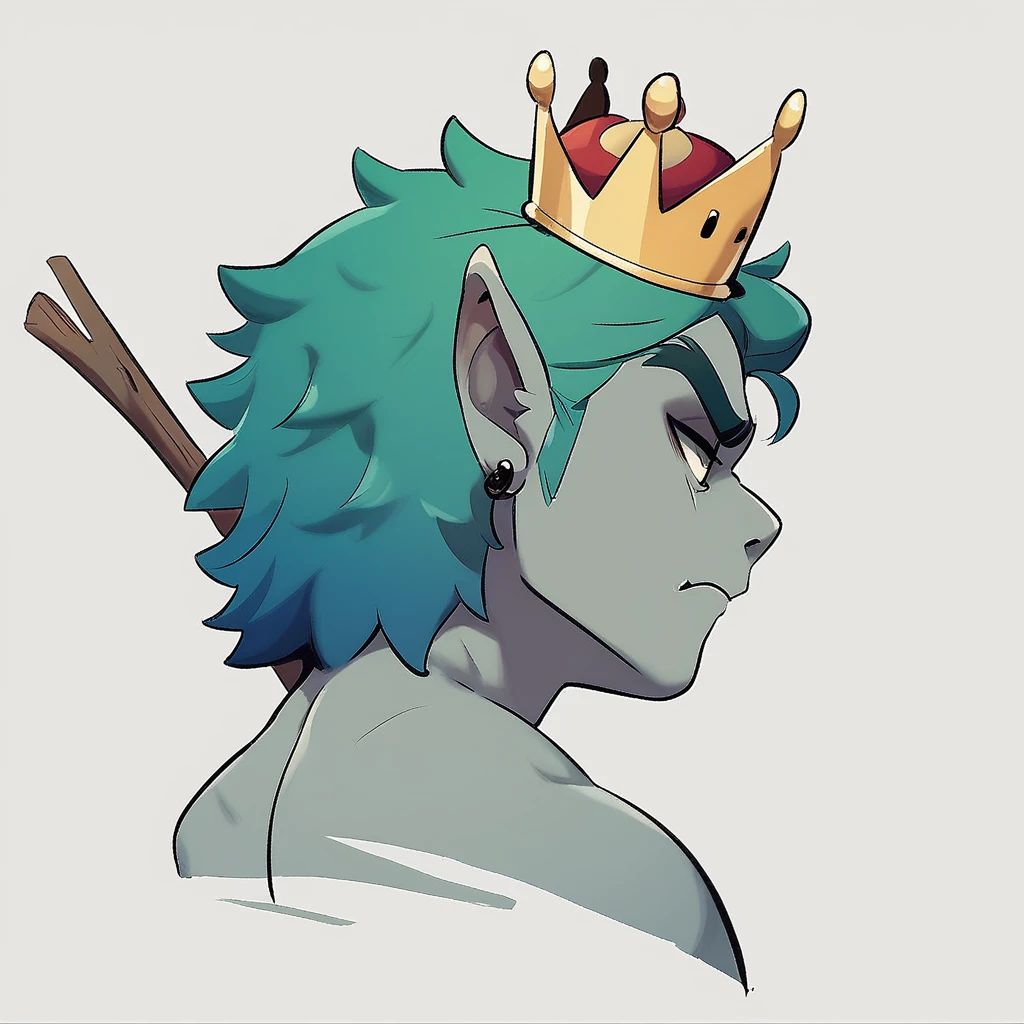 king，Profile，Stick drawing style，line，Super Detail，Wearing a crown