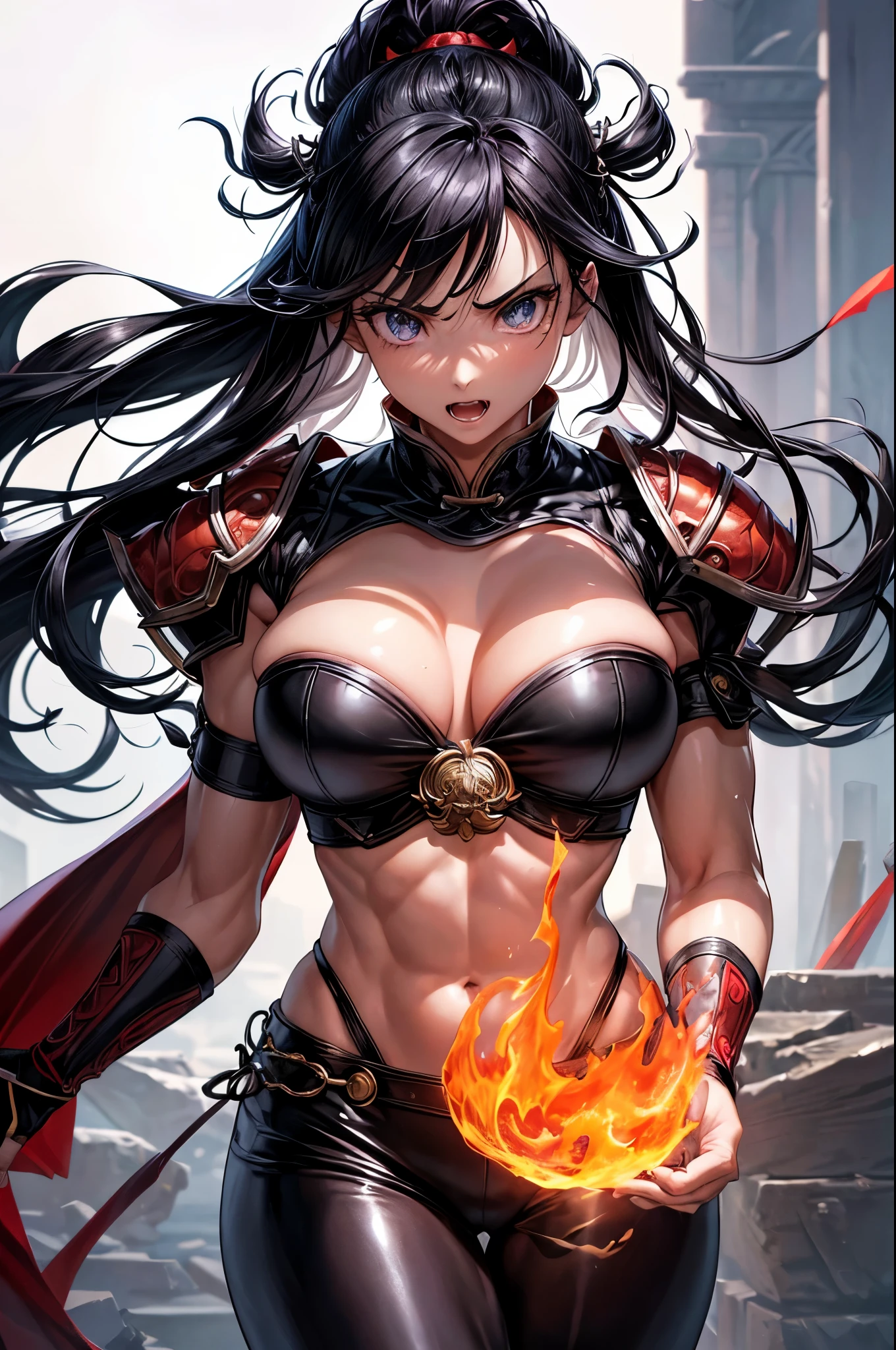 8k,Black light、Real Art、Slim and muscular macho manな女性、Super Beauty(Like the real thing)、Super strong muscles,iris、超High resolution、One Mature Woman、Light Brown Mohawk、Mature Demon Slayer: Kimetsu no Yaiba: Kimetsu no Yaiba: Kimetsu no Yaiba、anger,Sharp eyes,非常にVery large breasts、Glowing iris、Slim and muscular macho man、Toned, muscular lower body、Gorgeous red large chest armor、Luxury black and red pants、Gorgeous red shoulder pads,Detailed light、Dynamic Angle、Written boundary depth、(((((())))、Show me your fangs、(Super A)High resolution、Best image quality)、(8k、RAW Photos、Best image quality、masterpiece)、Technology Sense、Best image quality、masterpiece、Consciousness upward、CG、Sense of unity、wallpaper、Official Art,Very delicate and beautiful、Attention to detail、Attention to detail、Clear focus、Rich background、(Real People、image)、((High resolutionの肌))、A large flame burning red from the body(Tone flame effect)(There are many big flames)Fantasy art、Shoulder muscles Abdominal muscles、Arm Muscles,Ultra-Realistic Skin、Combat pose,Look at the viewers,Big Energy,Japanese,Dynamic action poses,Very large breasts,Super strong abdominal muscles,Super Muscular Beauty,Thick muscular arms,Very large chest with red breastplate,