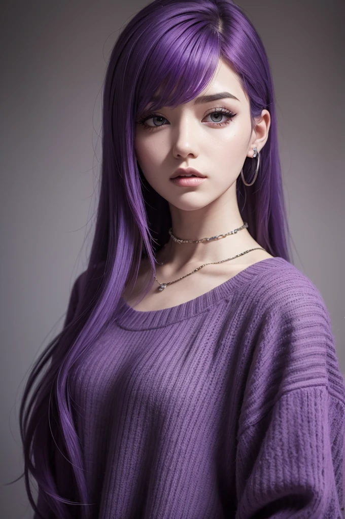 woman purple hair emo