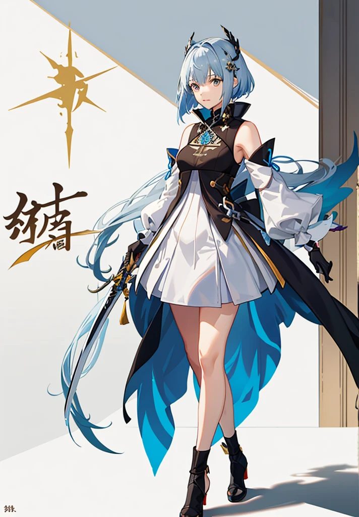 a woman in a dress holding a dagger and a dagger, video game character, from arknights, fox nobushi holding a dagger, hajime yatate, keqing from genshin impact, random haired deity, with small sword, ayaka genshin impact, female action anime girl, official character art, anime character, pregnant anime girl, fetus, random hair color