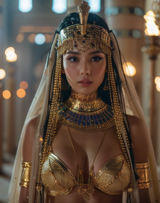 beautiful japanese girl as female pharaoh, white skin, big breasts