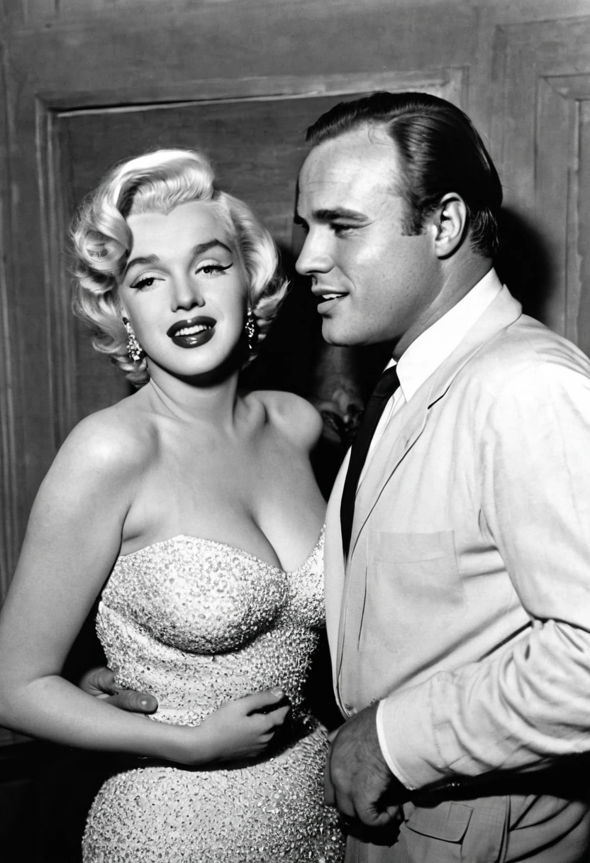 Actor Marlon Brando and Actress Marilyn Monroe as a couple