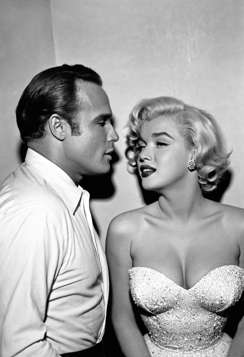 Actor Marlon Brando and Actress Marilyn Monroe as a couple
