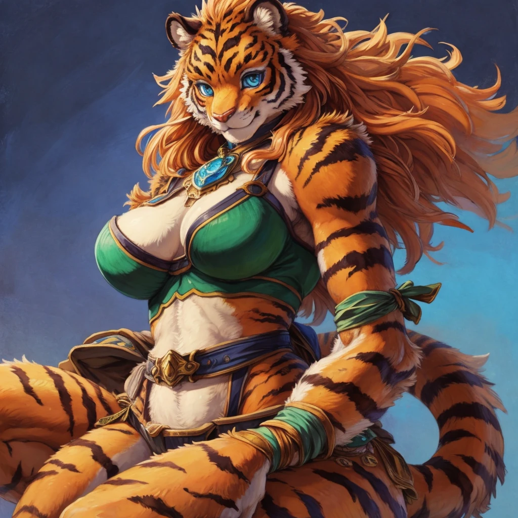 (masterpiece), (best quality),Woman ((anthro)) , (tiger girl),1girl,solo,(sharp focus),((look at viewer)),adult female, (rogue outfit), perfect eyes,eyeshadow, dr comet,pochincoff,Pixelsketcher, (mayosplash), (wamudrawasterpiece),cutesexyrobutts, hioshiru,kingbang,shiny skin, (detailed fur:1.3),old school fantasy art,((simple background:1.0)),