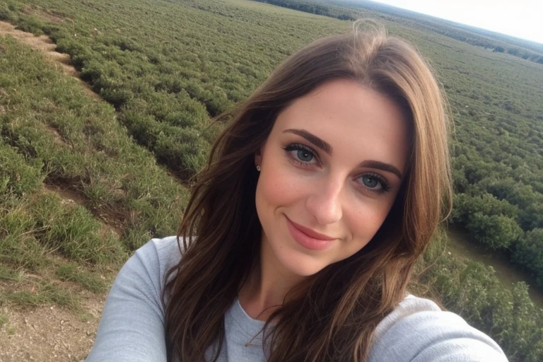 a selfie d'a pretty young woman, prise avec l'appareil photo de l'iPhone, big chest, corps parfait