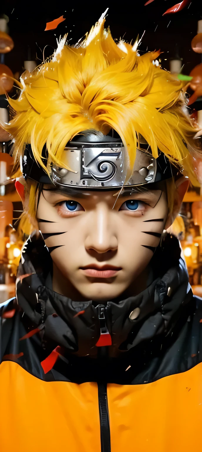 Man, Gentleman,  ,Realistic , korean , HD, messy hair, Dramatic lighting , Naruto , blue eyes, huge neck