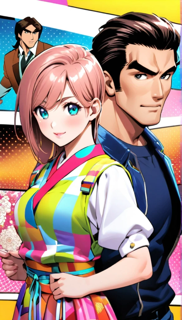 Comic city hunter style，A handsome 30-year-old man and a 25-year-old beauty，rich and colorful，Japanese manga artist Tsukasa Hojo&#39;style，depth of field，Overclocked renderer，movie lighting，Ultra-fine，super detailed，CG art，