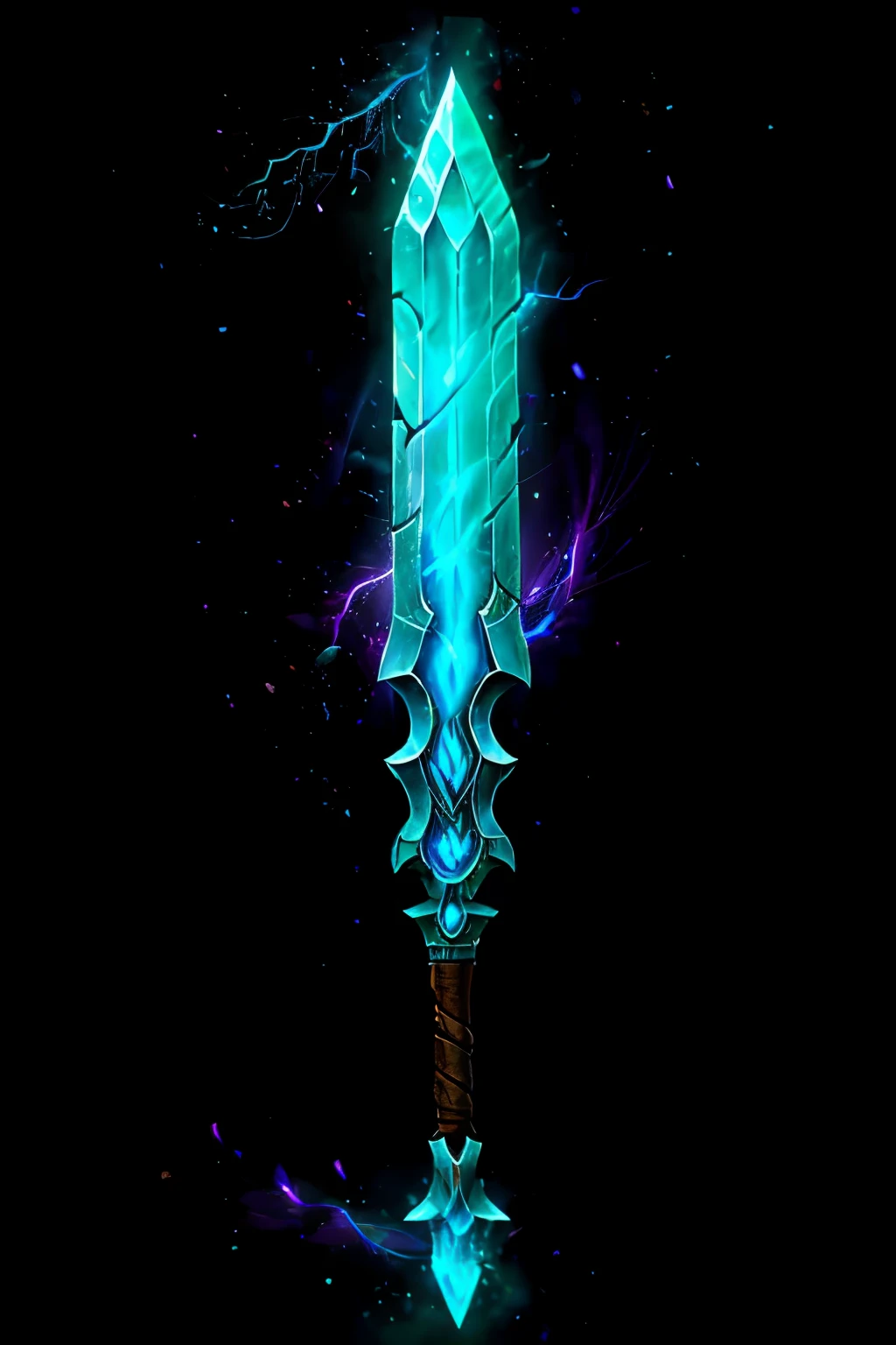 high detailed longsword, magical artifact, sword, fantasy, d&d, storm, thunder, lightning, final fantasy tactics, jrpg, demacia, vox machina style