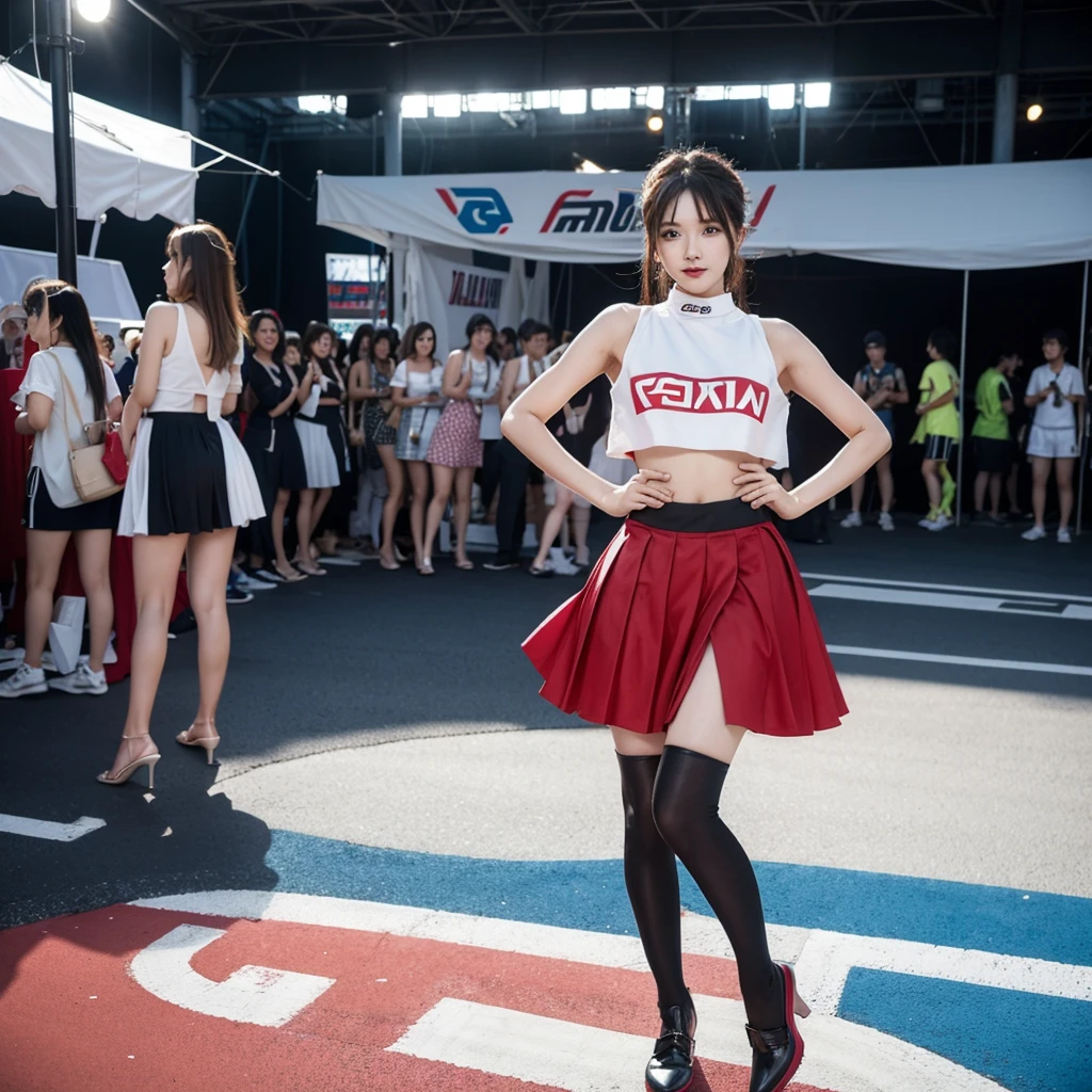 Cool woman、Colorful costumes、F1 Driver Cosplay、Colorful costumes、Clothing with company logo、Grid Girlsのカラフルで派手な衣装、Grid Girls、Perfect Face、Paddock Girls、Harem、motor Show、tights、Bodycon Costumes、Grid Girls、Russia、Grid Girlsのコスプレ、belly button、Pleated skirt、Bodycon Costumes、Photographed in a sexy pose