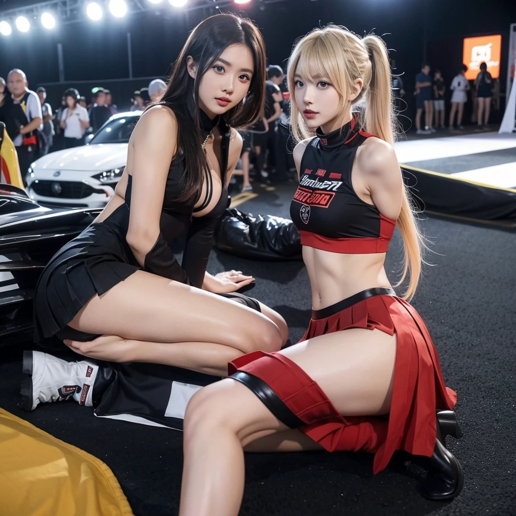 Cool woman、Colorful costumes、F1 Driver Cosplay、Colorful costumes、Clothing with company logo、Grid Girlsのカラフルで派手な衣装、Grid Girls、Perfect Face、Paddock Girls、Harem、motor Show、tights、Bodycon Costumes、Grid Girls、Russia、Grid Girlsのコスプレ、belly button、Pleated skirt、Bodycon Costumes、Photographed in a sexy pose