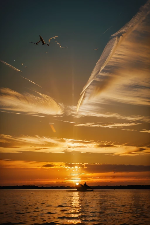image of A sky painted with hues of gold and orange, symbolizing day and night.