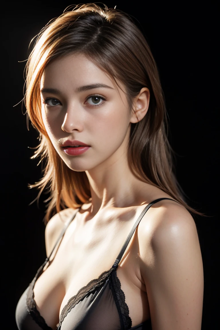 (Simple and sheer lingerie)A silver-haired woman wearing, 1 Female, alone, photoRealistic, realism, Realistic, human