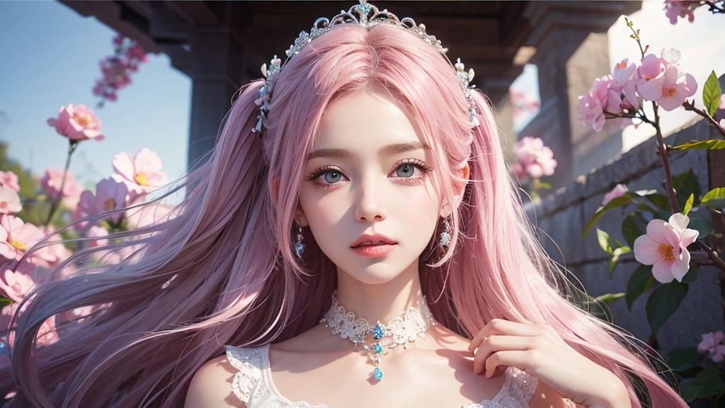 ((masterpiece)). This work is dreamy and fantastical., Soft pink watercolor shades. Generates delicate magical women exploring the bubble gum world in a variety of pastel colors. Her sweet face is extremely detailed and realistic with elegant, Mature features, Puffy, Big lips and stunning, Extremely realistic eyes. Her eyes are important、Be realistic, Very detailed, And it&#39;s beautiful. High resolution and detail, Include many details like stars, Milky Way, Colorful bubbles, Colorful petals, And a lot of energy and emotion! Stars and colorful bubblegum bubbles are important! Include fantasy details, Enhanced Details, iris, Colorful sparkling wind, And pollen. Pay special attention to her face、Make sure it&#39;s beautiful and realistic in detail。. The image is dreamy、It has to be fantastical..8k, Complex, elegant, Very detailed, Majestic, Digital photography