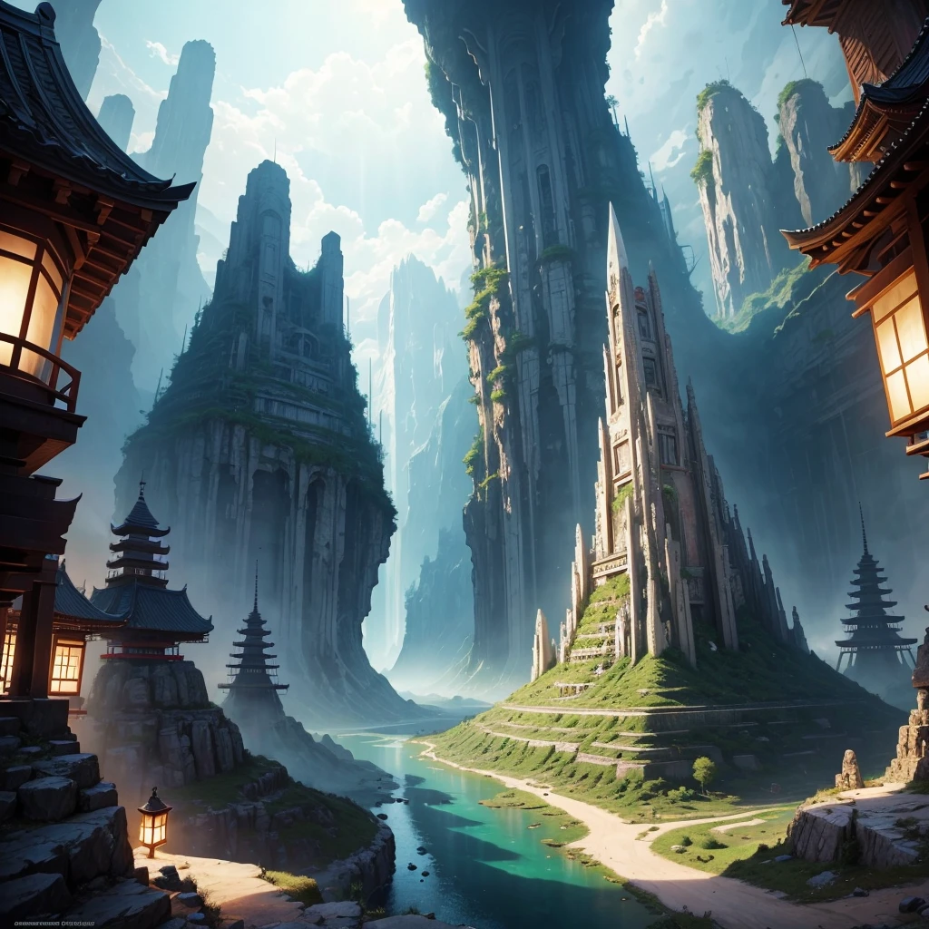 Best Quality，8k，Huge underground city，super huge mountain，Underground Labyrinth，Anime Art，mysterious，universe，Super huge structure，Super huge torii，Multidimensional，A world beyond imagination，High Dimension，Fantasy，future，Different space，Nature，romantic，universe，A world beyond imagination，Dream world，New World，Huge river，masterpiece，最高masterpiece，perfection，