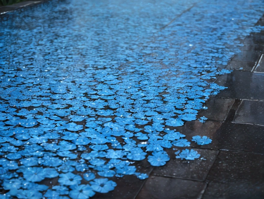 Blue beautiful rain