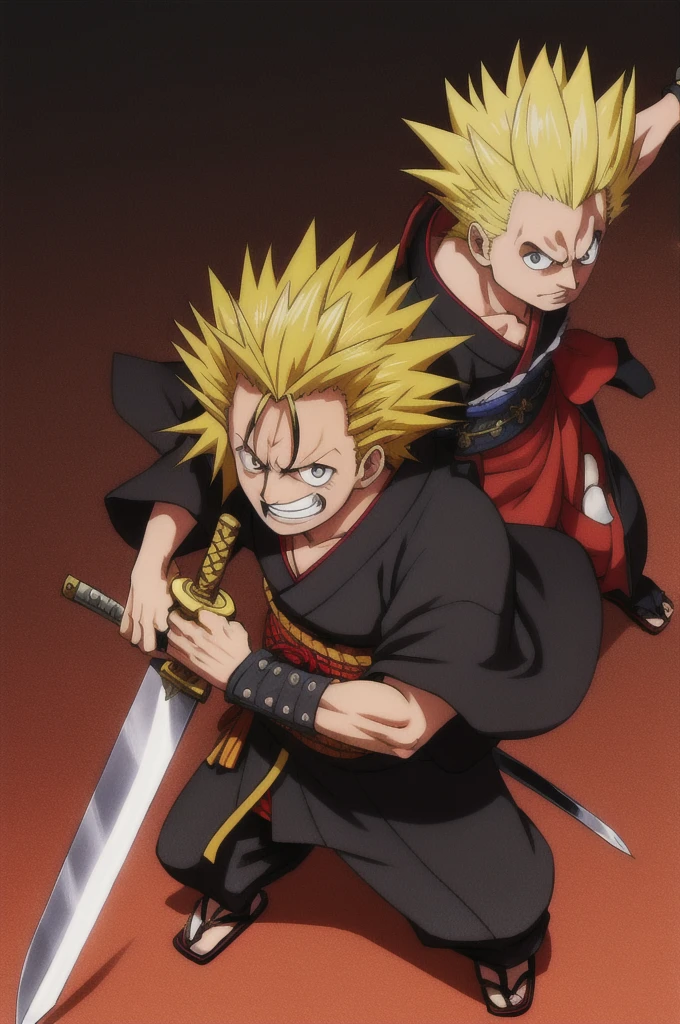 masterpiece, best quality, Kenpachi Zaraki, spiked hair, sword, japanese clothes, 