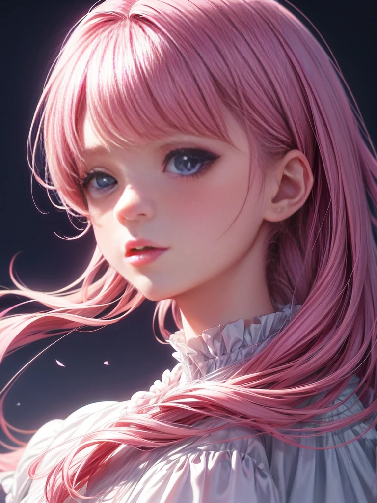 pretty girl, Pink Lips, Wearing a bright white shirt, In the style of a soft aurora punk color palette, Anime illustration of her face, Animated GIFs, Hand-drawn animation, Attractive sketch, Soft and bright, A vague romanticism, Super Plain Style,