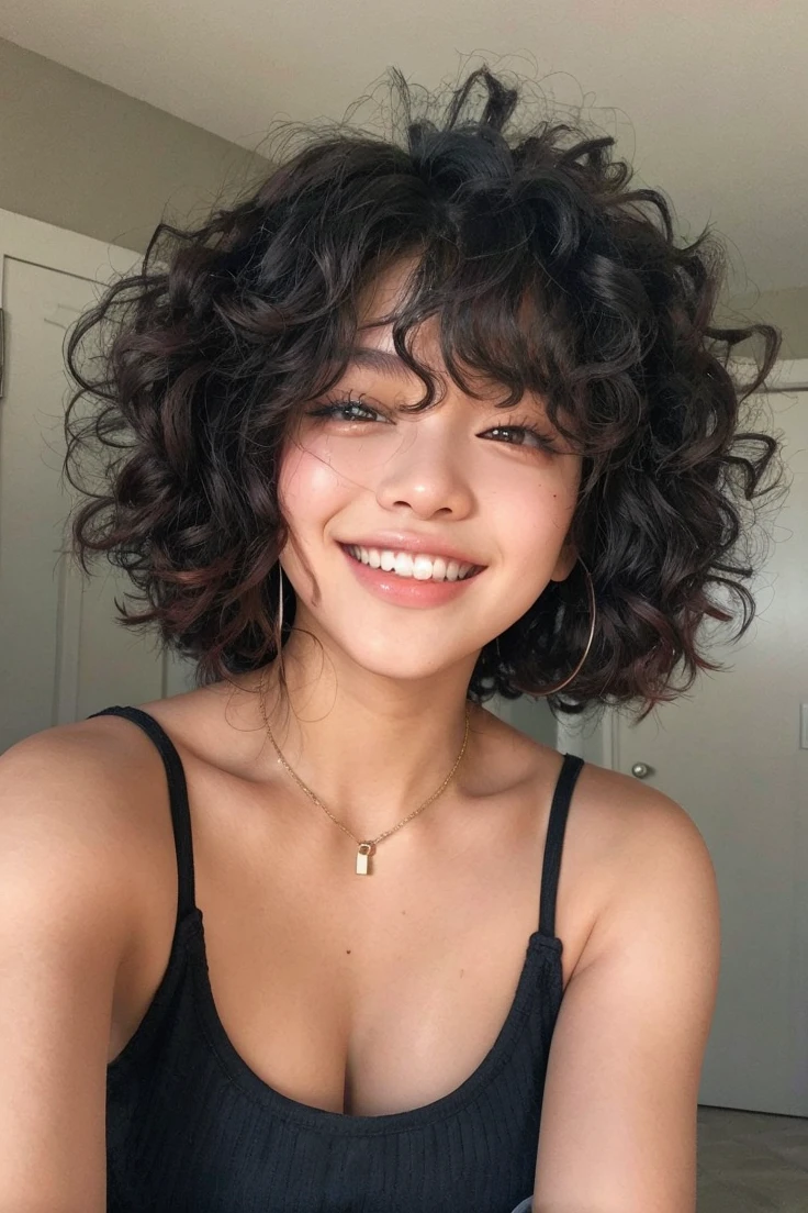Jennie from Blackpink with red curly hair