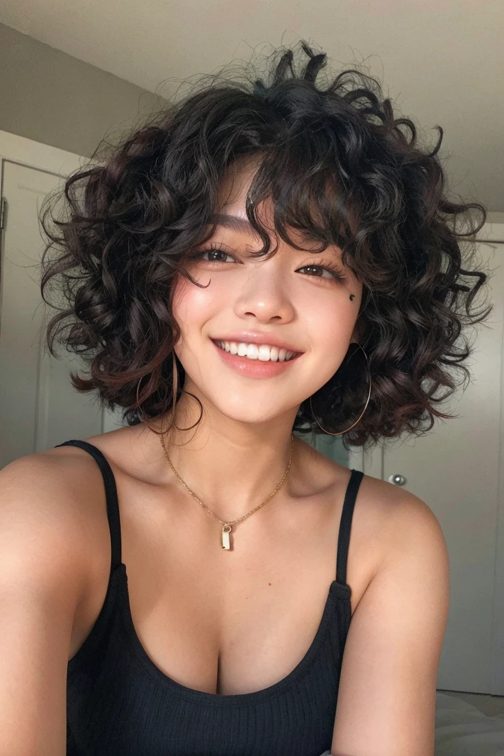 Jennie from Blackpink with red curly hair
